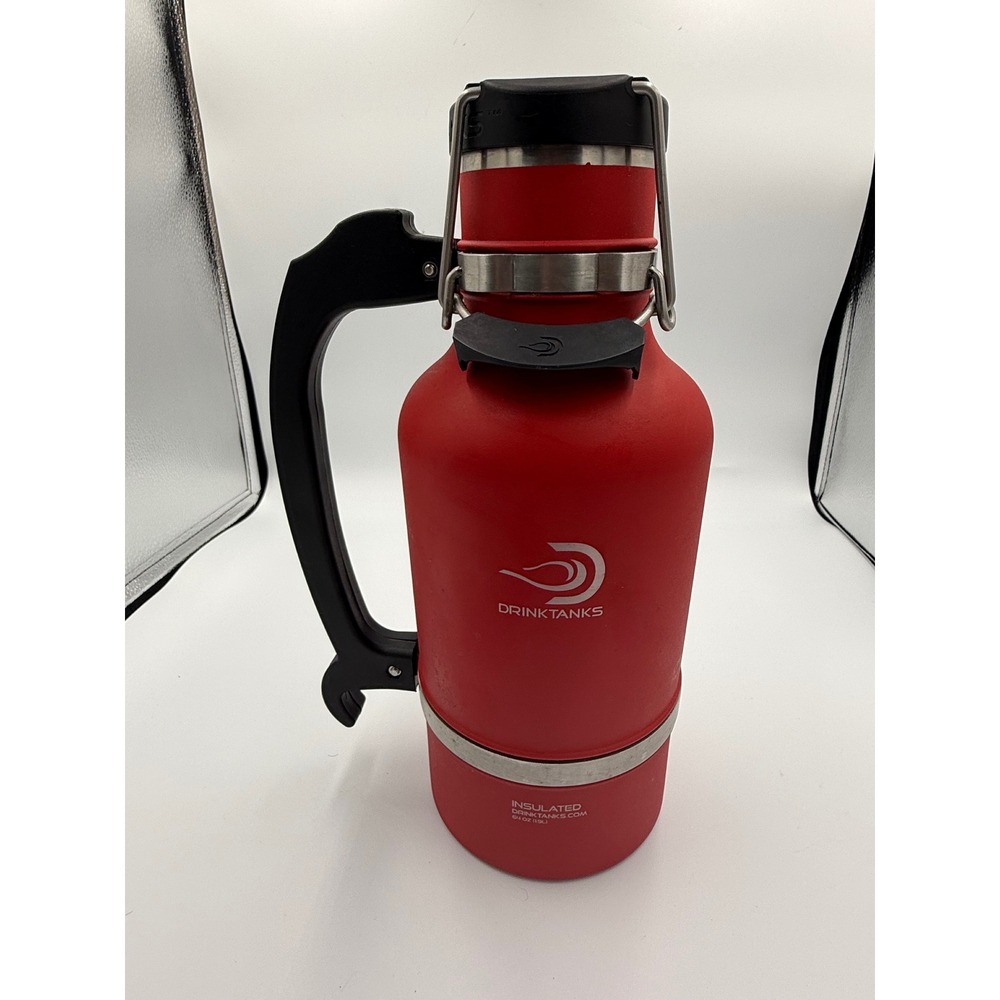 DrinkTanks Insulated Growler 64oz Red Stainless Steel Uline Bale Cap